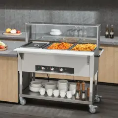 VEVOR 3-Pan Commercial Food Warmer, 3 x 20.6QT Electric Steam Table, 1500W Professional Buffet Catering Food Warmer with Acrylic Sneeze Guard