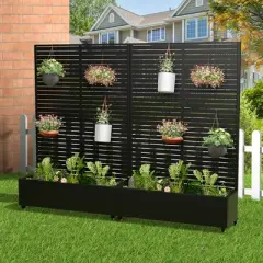 Lirago Iron Raised Garden Bed Mobile Planters Plant Box Trellis for Climbing Plants - 72x47