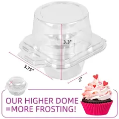 LotFancy 100Pcs Individual Cupcake Containers, Plastic Clear Cupcake Holder with Lid, Cupcake Boxes