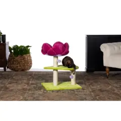 Prevue Pet Products Flower Power Cat Scratching Post, Green & Pink Fabric 7320