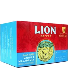Lion Coffee Vanilla Macadamia Medium Roast Coffee Pods - 12ct