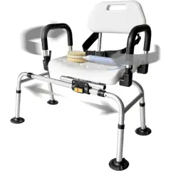 DMI 360&deg; Swivel Shower Chair &ndash; Tub Transfer Bench w/ Arms, 360lb, FSA/HSA Eligible