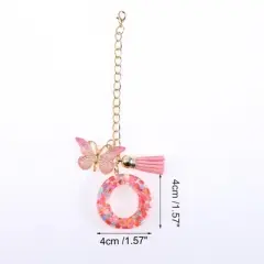 Unique Bargains Heart Sequin Letter O Butterfly Tassel Water Cup Pendant Pink 1 Pc