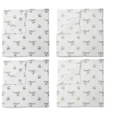 Bacati - Happy Monkeys Green/Gray/Beige Unisex Muslin Swaddling Blankets set of 4