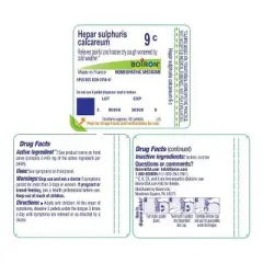 Hepar Sulphuris Calcareum 9C by Boiron Homeopathic Single Medicine Cough, Cold & Flu  -  80 Pellet