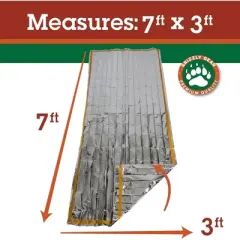 Grizzly Gear Emergency Thermal Sleeping Bags (2 Pack) Weatherproof Mylar Disaster Survival Bivouac | 7 ft x 3 ft | Compact Lightweight Shelter Signal
