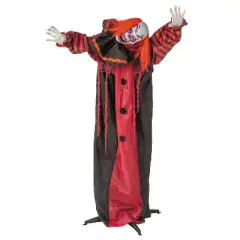 5 Ft. Animated Standing Black & Red Clown Halloween Decoration