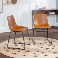 Set of 2 Laslo Modern Upholstered Faux Leather Dining Chairs - Saracina Home