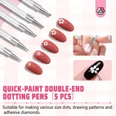 Saviland Pro Dot Emboss System: 5-Pc Double-Ended Transfer Pens w/Multi-Size Tips - Salon Pattern Art Essentials.
