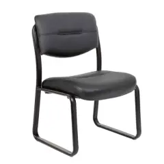 Armless Leather Sled Base Guest Chair Black - Boss Office Products