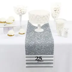 Big Dot of Happiness We Still Do - 25th Wedding Anniversary - Petite Anniversary Party Paper Table Runner - 12 x 60 inches