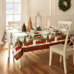 Elrene Vintage Christmas Tree Farm Holiday Tablecloth - Elrene Home Fashions