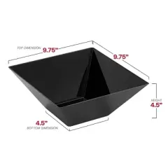 Smarty Had A Party 3 qt. Black Square Plastic Serving Bowls - 24 pcs