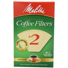 Melitta 612412 Cone Coffee Filters, 40 Count, Natural Brown