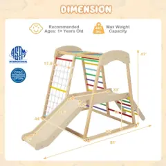Infans 6-in-1 Indoor Jungle Gym Wooden Playground Climber Playset for Kids 1+ Years