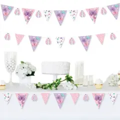 Big Dot of Happiness Beautiful Butterfly - DIY Floral Baby Shower or Birthday Party Pennant Garland Decoration - Triangle Banner - 30 Pieces