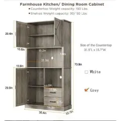 Jojoka Kitchen Pantry Cabinet with Microwave Stand,Bar Cabinet with 2 Drawers and 3 Door Cabinets for Dining Room