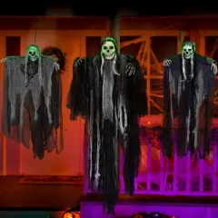 Joyfy 3 Pack Halloween Hanging Ghosts, Hanging Skeleton Grim Reapers for Halloween Outdoor Decorations, Indoor Outdoor Hanging Ghost Decorations