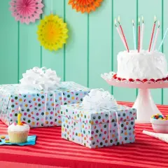 Blue Dots Gift Wrapping Paper - Spritz&trade;: Birthday Gift Wrap, Multi-Colored, , 96" x 30"