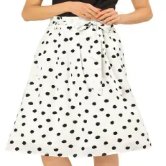 Allegra K Women's Belted Elastic High Waist Vintage A-Line Midi Skirt