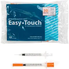 Easy Touch Insulin Syringes 30 Gauge 0.5mL 12.7mm, 100 Ct