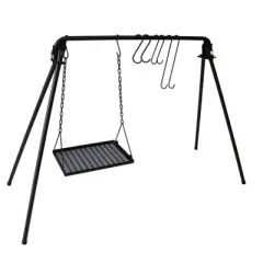 SEVOBAL Outdoor Grills, Griddles and Smokers Family Camping Essential, Portable Swing Grill for Backyard, Park Outings, Black, 40.55"*12.99"*4.72"