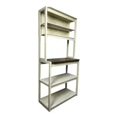 INFURNIC Kitchen Racks Modern Bakers Rack with Adjustable Shelves and Storage for Stylish Kitchen Use, Brown White, 31.5"*15.75"*66.93"