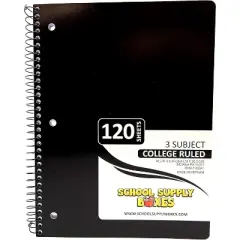 College Ruled Three Subject Notebooks (120 Sheets) - Multi-Pack