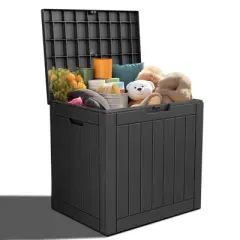 30 Gallon Resin Deck Box, Lockable Waterproof Ourdoor Storage Container for Pool Accessories, Patio and Garden Tools