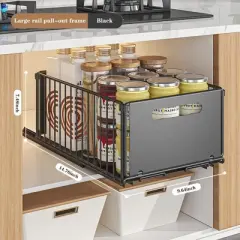 Acekool Pull Out Cabinet Organizer, Heavy Duty Carbon Steel Under Sink Sliding Drawer for Pantry & Cabinet Storage, Quiet Glide