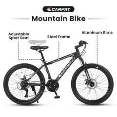 INFURNIC Bicycles 24 Inch Mountain Bike with Shimano 21 Speeds and Dual Disc Brakes for Teens, Green, 56.3"*7.88"*28.35"