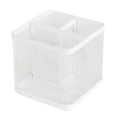 Mesh Pencil Holder White - Brightroom&trade;: Steel Desk Organizer, Pen Holder, Pencil Cup, 3.98" Height, Width & Depth