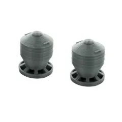 3D to Scale 1/64 2 Pack of 3D Printed Gray Plastic Pig Feeders 64-332-GY