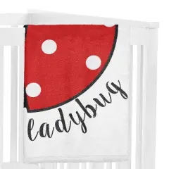 Sweet Jojo Designs Girl Baby Milestone Blanket Polka Dot Ladybug Red Black and White