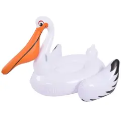 Pool Central 80.5" Inflatable Giant Pelican Bird Swimming Pool Float - White/Orange
