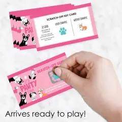 Big Dot of Happiness Pawty Like a Puppy Girl - Pink Dog Baby Shower or Birthday Party Game Scratch Off Cards - 22 Count