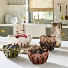 Set of 4 Wavy Edge Mini Berry Bowls Tan/Brown/Green/Winter Tan - Hearth & Hand&trade; with Magnolia