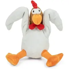 goDog Action Plush Chicken Animated Squeaky Dog Toy, Chew Guard Technology - White, One Size