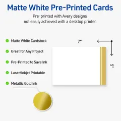 Avery 5" x 7" Cards, Gold Double-Dipped Edge, 20 ct
