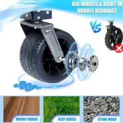 Collapsible Folding Wagon 300L,49" Extra Long Collapsible Wagon w/ Tailgate, All-Terrain 7"x 4" Big Wheels,Beach Wagon Cart Heavy Duty 400LBS Foldable