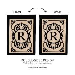 Evergreen Flag Cambridge Chic Letter R Monogram Applique Garden Flag - 12.5" Wide x 18" High