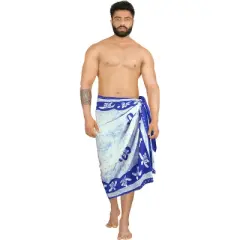 LA LEELA Men's Pareo Sarong Bath Trunk Wraps One Size Cobalt Turtle