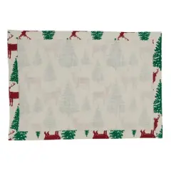 Saro Lifestyle Deer and Christmas Trees Cotton Placemats (Set of 4)