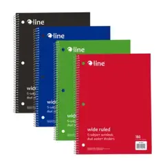 C-Line&reg; 5-Subject Notebook, Wide Ruled, 180 Sheets, Assorted Colors