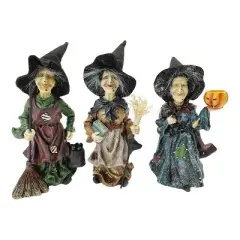 Transpac Spooky Witches Set of 3 Decorative Resin Figurines for Halloween Indoor Tabletop Decor and Gift Giving
