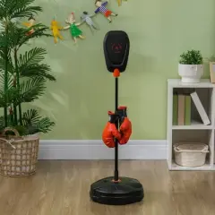 Racxily Punching Bag for Kids with Stand, Boxing Gloves for 5-10 Year Old, Adjustable Kids Boxing Bag Set, Sports Toy for Boys & Girls, Black