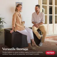 Keter Borneo 110-Gallon Multipurpose Resin Deck Storage Bin Organizing Rattan Wicker Container