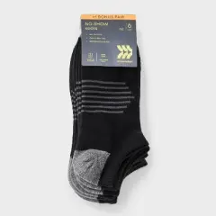 Men's Striped Arch Socks 6+1pk - All in Motion&trade; Black: Recycled Polyester, Cotton, Nylon, Spandex, Knit