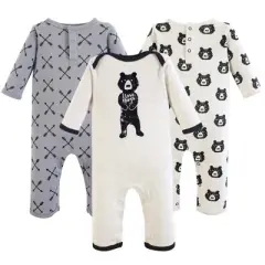 Yoga Sprout Baby Boy Cotton Coveralls 3pk, Bear Hugs