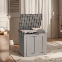 SEVOBAL Deck Boxes 30 Gal Outdoor Storage Deck Box, All-Weather Resistant Patio Deck Storage Box Container, Brown, 22.09"*17.09"*20.87"